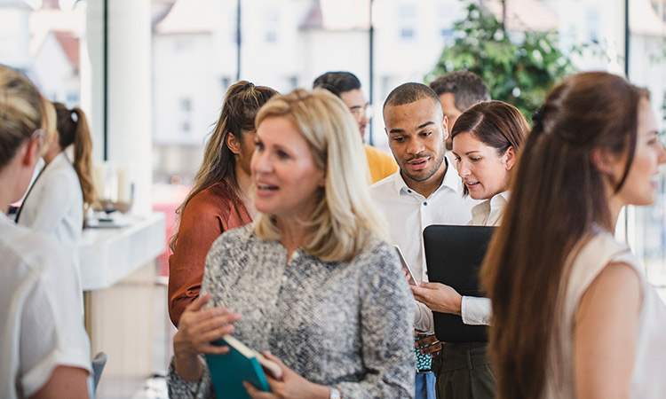 A group discussion in an office.